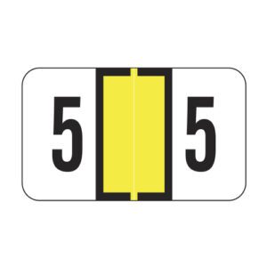 Jeter 2600 Compatible Numeric Labels, Number "5", Yellow, Laminated Stock, 15/16" X 1-5/8" Individual Numbers - Roll of 500