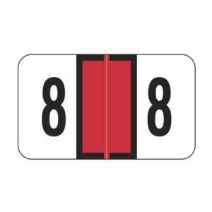 Jeter 2600 Compatible Numeric Labels, Number "8", Red, Laminated Stock, 15/16" X 1-5/8" Individual Numbers - Roll of 500