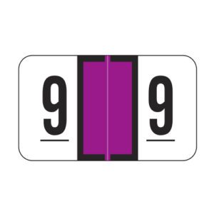 Jeter 2600 Compatible Numeric Labels, Number "9", Purple, Laminated Stock, 15/16" X 1-5/8" Individual Numbers - Roll of 500