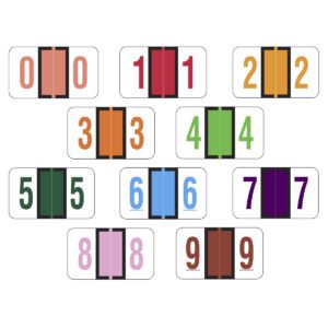 Jeter 6100 Compatible Numeric Labels, Laminated Stock, 15/16" X 1-5/8", Starter Kit, Individual Numbers - 10 Rolls of 500