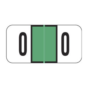 Jeter 3000 Compatible Numeric Labels, Number "0", Green, Laminated Stock, 3/4" X 1-1/2" Individual Numbers - Roll of 500