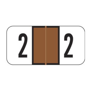 Jeter 3000 Compatible Numeric Labels, Number "2", Brown, Laminated Stock, 3/4" X 1-1/2" Individual Numbers - Roll of 500