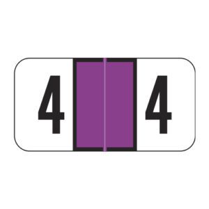 Jeter 3000 Compatible Numeric Labels, Number "4", Purple, Laminated Stock, 3/4" X 1-1/2" Individual Numbers - Roll of 500