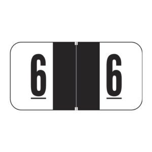Jeter 3000 Compatible Numeric Labels, Number "6", Black, Laminated Stock, 3/4" X 1-1/2" Individual Numbers - Roll of 500