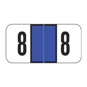 Jeter 3000 Compatible Numeric Labels, Number "8", Royal Blue, Laminated Stock, 3/4" X 1-1/2" Individual Numbers - Roll of 500