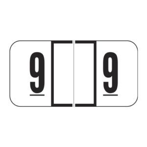 Jeter 3000 Compatible Numeric Labels, Number "9", White, Laminated Stock, 3/4" X 1-1/2" Individual Numbers - Roll of 500