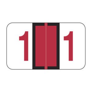 Jeter 6190 Compatible Numeric Labels, Number "1", Red, Laminated Stock, 15/16" X 1-5/8" Individual Numbers - Roll of 500