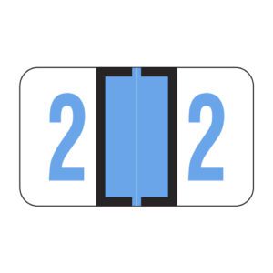 Jeter 6190 Compatible Numeric Labels, Number "2", Blue, Laminated Stock, 15/16" X 1-5/8" Individual Numbers - Roll of 500