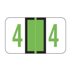 Jeter 6190 Compatible Numeric Labels, Number "4", Green, Laminated Stock, 15/16" X 1-5/8" Individual Numbers - Roll of 500