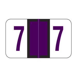 Jeter 6190 Compatible Numeric Labels, Number "7", Purple, Laminated Stock, 15/16" X 1-5/8" Individual Numbers - Roll of 500