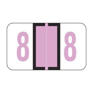 Jeter 6190 Compatible Numeric Labels, Number "8", Lilac, Laminated Stock, 15/16" X 1-5/8" Individual Numbers - Roll of 500