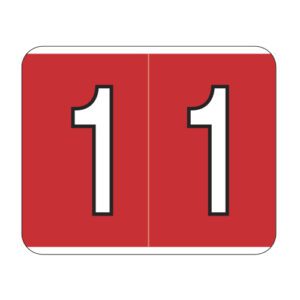 Kardex Compatible Numeric Labels, Number "1", Red, Laminated Stock, 1-1/2" X 1-1/4" Individual Numbers - Roll of 500