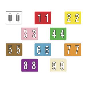 Kardex Compatible Numeric Labels, Laminated Stock, 1-1/2" X 1-1/4" Individual Numbers - 10 Rolls of 500