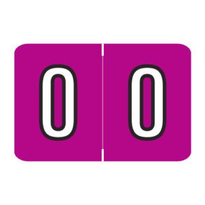 Barkley NCPM Compatible Numeric Labels, Number "0", Dark Pink, Laminated Stock, 1" X 1-1/2" Individual Numbers - Roll of 500