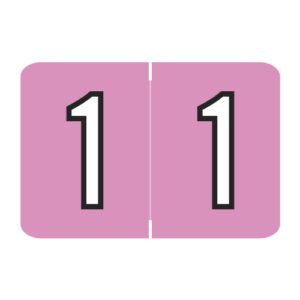 Barkley NCPM Compatible Numeric Labels, Number "1", Light Pink, Laminated Stock, 1" X 1-1/2" Individual Numbers - Roll of 500