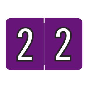 Barkley NCPM Compatible Numeric Labels, Number "2", Purple, Laminated Stock, 1" X 1-1/2" Individual Numbers - Roll of 500
