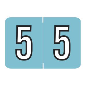 Barkley NCPM Compatible Numeric Labels, Number "5", Light Blue, Laminated Stock, 1" X 1-1/2" Individual Numbers - Roll of 500