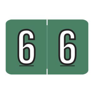 Barkley NCPM Compatible Numeric Labels, Number "6", Dark Green, Laminated Stock, 1" X 1-1/2" Individual Numbers - Roll of 500 - Image 1
