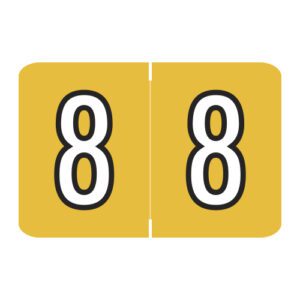 Barkley NCPM Compatible Numeric Labels, Number "8", Yellow, Laminated Stock, 1" X 1-1/2" Individual Numbers - Roll of 500 - Image 1