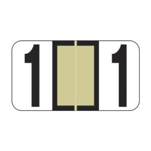 Reynolds & Reynolds Compatible Alternate Numeric Labels, Number "1", Tan, Laminated Stock, 7/8" X 1-5/8", Individual Numbers - Roll of 500 - Image 1