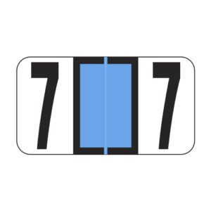 Reynolds & Reynolds Compatible Alternate Numeric Labels, Number "7", Light Blue, Laminated Stock, 7/8" X 1-5/8", Individual Numbers - Roll of 500 - Image 1
