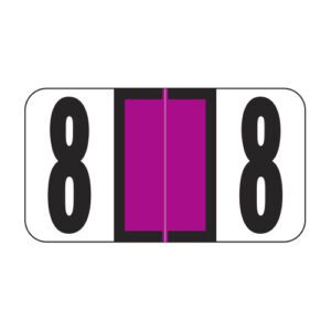 Reynolds & Reynolds Compatible Alternate Numeric Labels, Number "8", Pink, Laminated Stock, 7/8" X 1-5/8", Individual Numbers - Roll of 500 - Image 1