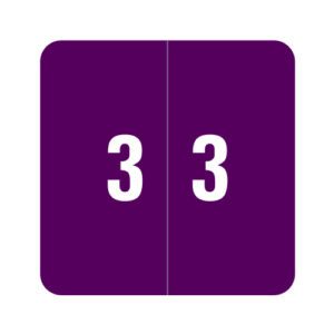 Smead DCC Compatible Numeric Labels, Number "3", Purple, Laminated Stock, 1-1/2" X 1-1/2" Individual Numbers - Roll of 250 - Image 1
