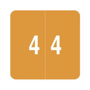 Smead DCC Compatible Numeric Labels, Number "4", Orange, Laminated Stock, 1-1/2" X 1-1/2" Individual Numbers - Roll of 250 - Image 1