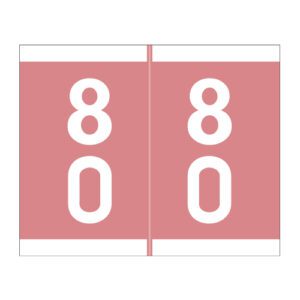 Barkley DSFM  Compatible Double Digit Numeric Labels, Number "80", Pink, Laminated Stock, 1-3/16" x 1-1/2"Individual Numbers - Roll of 500