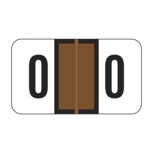 Safeguard Compatible Numeric Labels, Number "0", Brown, Laminated Stock, 15/16" X 1-5/8" Individual Numbers - Roll of 500