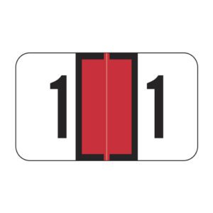 Safeguard Compatible Numeric Labels, Number "1", Red, Laminated Stock, 15/16" X 1-5/8" Individual Numbers - Roll of 500