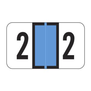 Safeguard Compatible Numeric Labels, Number "2", Blue, Laminated Stock, 15/16" X 1-5/8" Individual Numbers - Roll of 500