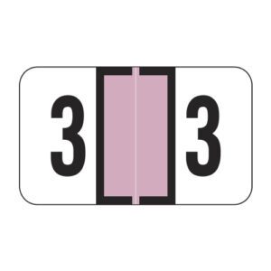 Safeguard Compatible Numeric Labels, Number "3", Lilac, Laminated Stock, 15/16" X 1-5/8" Individual Numbers - Roll of 500
