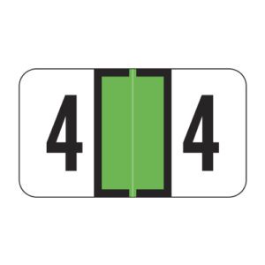 Safeguard Compatible Numeric Labels, Number "4", Light Green, Laminated Stock, 15/16" X 1-5/8" Individual Numbers - Roll of 500