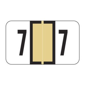Safeguard Compatible Numeric Labels, Number "7", Tan, Laminated Stock, 15/16" X 1-5/8" Individual Numbers - Roll of 500