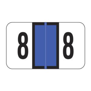Safeguard Compatible Numeric Labels, Number "8", Royal Blue, Laminated Stock, 15/16" X 1-5/8" Individual Numbers - Roll of 500