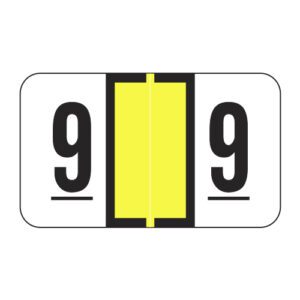Safeguard Compatible Numeric Labels, Number "9", Yellow, Laminated Stock, 15/16" X 1-5/8" Individual Numbers - Roll of 500