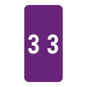 Smead LCC Compatible Numeric Labels, Number "3", Purple, Laminated Stock, 2" X 1" Individual Numbers - Roll of 250