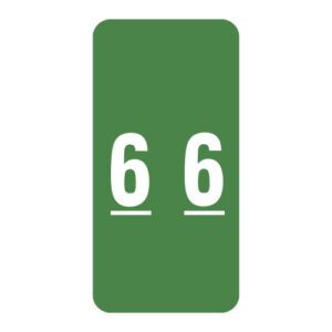 Smead LCC Compatible Numeric Labels, Number "6", Green, Laminated Stock, 2" X 1" Individual Numbers - Roll of 250
