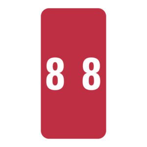 Smead LCC Compatible Numeric Labels, Number "8", Red, Laminated Stock, 2" X 1" Individual Numbers - Roll of 250