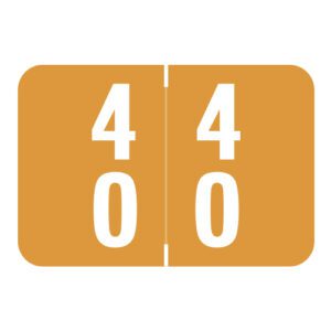 Smead DDS Compatible Double Digit Numeric Labels, Number "40", Orange, Laminated Stock, 1" x 1-1/2" Individual Numbers - Roll of 500
