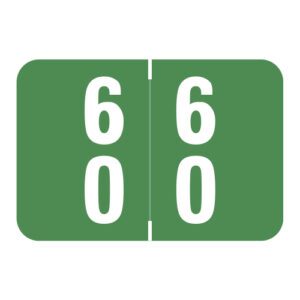 Smead DDS Compatible Double Digit Numeric Labels, Number "60", Green, Laminated Stock, 1" x 1-1/2" Individual Numbers - Roll of 500 - Image 1