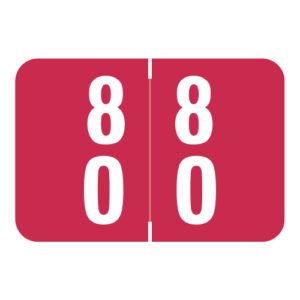 Smead DDS Compatible Double Digit Numeric Labels, Number "80", Red, Laminated Stock, 1" x 1-1/2" Individual Numbers - Roll of 500 - Image 1