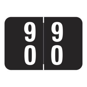 Smead DDS Compatible Double Digit Numeric Labels, Number "90", Black, Laminated Stock, 1" x 1-1/2" Individual Numbers - Roll of 500 - Image 1