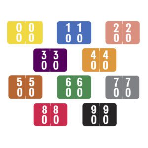 Smead DDS Compatible Double Digit Numeric Labels, Laminated Stock, 1" x 1-1/2" , Starter Kit - 10 Rolls of 500 - Image 1