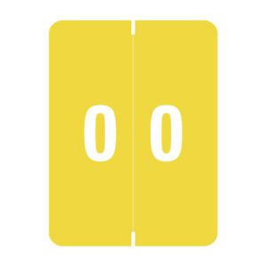 Smead XLCC Compatible Numeric Labels, Number "0", Yellow, Laminated Stock, 2" x 1-1/2" Individual Numbers - Roll of 500 - Image 1