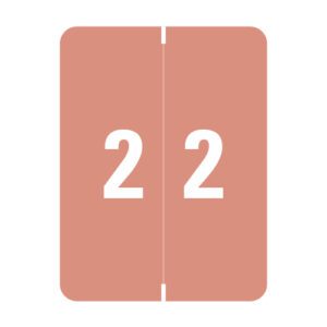 Smead XLCC Compatible Numeric Labels, Number "2", Pink, Laminated Stock, 2" x 1-1/2" Individual Numbers - Roll of 500