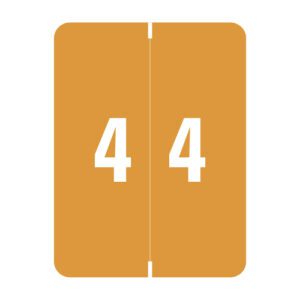 Smead XLCC Compatible Numeric Labels, Number "4", Orange, Laminated Stock, 2" x 1-1/2" Individual Numbers - Roll of 500