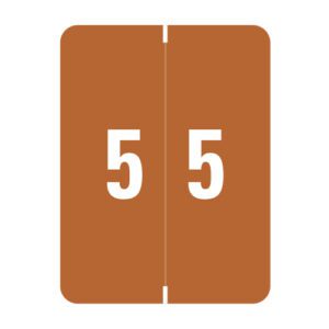 Smead XLCC Compatible Numeric Labels, Number "5", Brown, Laminated Stock, 2" x 1-1/2" Individual Numbers - Roll of 500