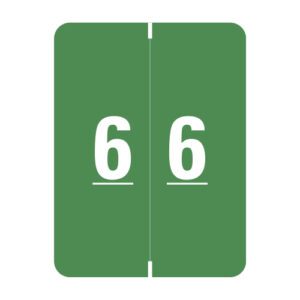 Smead XLCC Compatible Numeric Labels, Number "6", Green, Laminated Stock, 2" x 1-1/2" Individual Numbers - Roll of 500 - Image 1